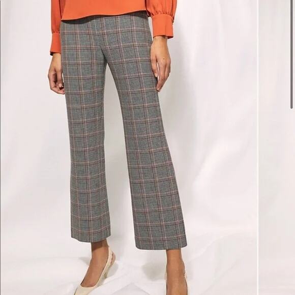WILFRED Aritzia New Kick Flare Check Pant In Black / Rust Hndstooth Sz 2 - Picture 1 of 8